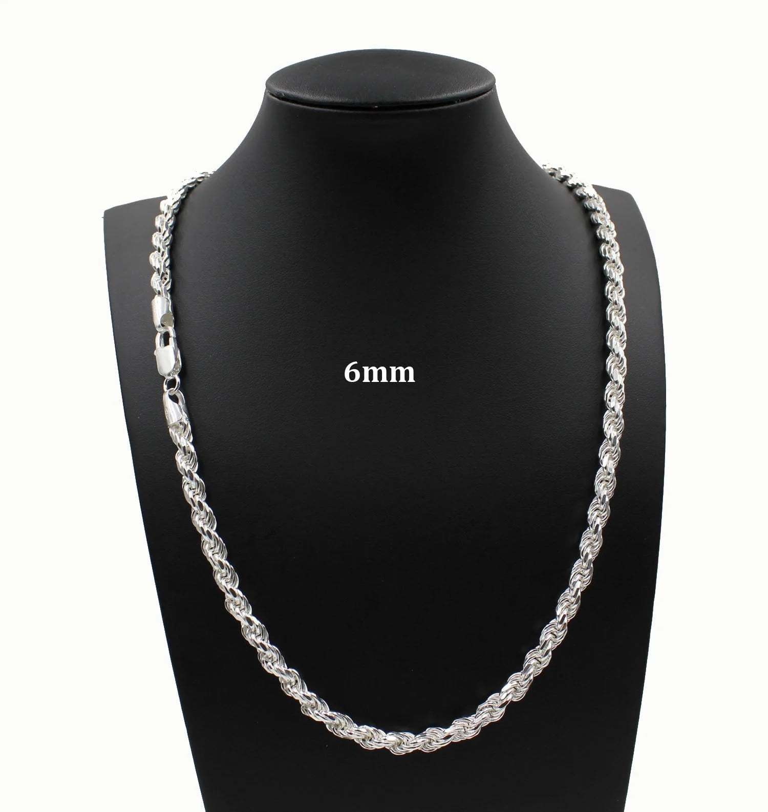 Sterling silver diamond cut rope chain deals
