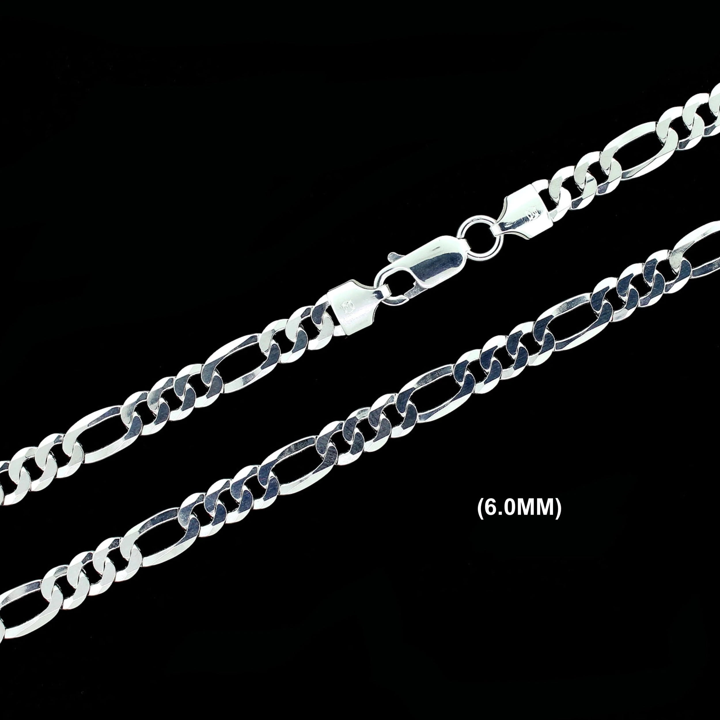 6MM Solid 925 Sterling Silver Figaro Link Chain Necklace or Bracelet ...