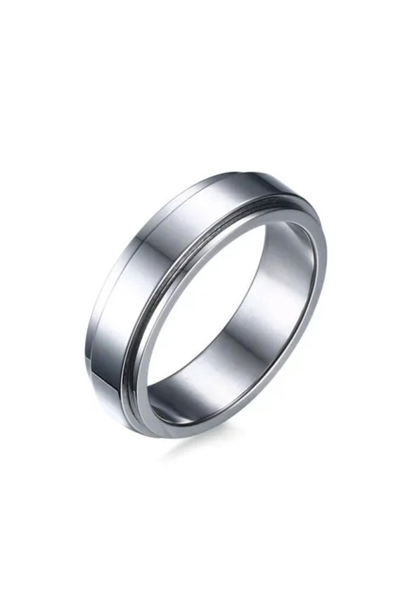 6MM Spinner Band Men's Stainless Steel Fashion Jewelry Engagement Ring Size 7-11