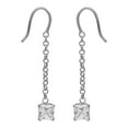 thumbnail image 1 of 6MM Square Shape White Cz Gemstone 925 Sterling Silver Long Dangle Earrings, 1 of 4