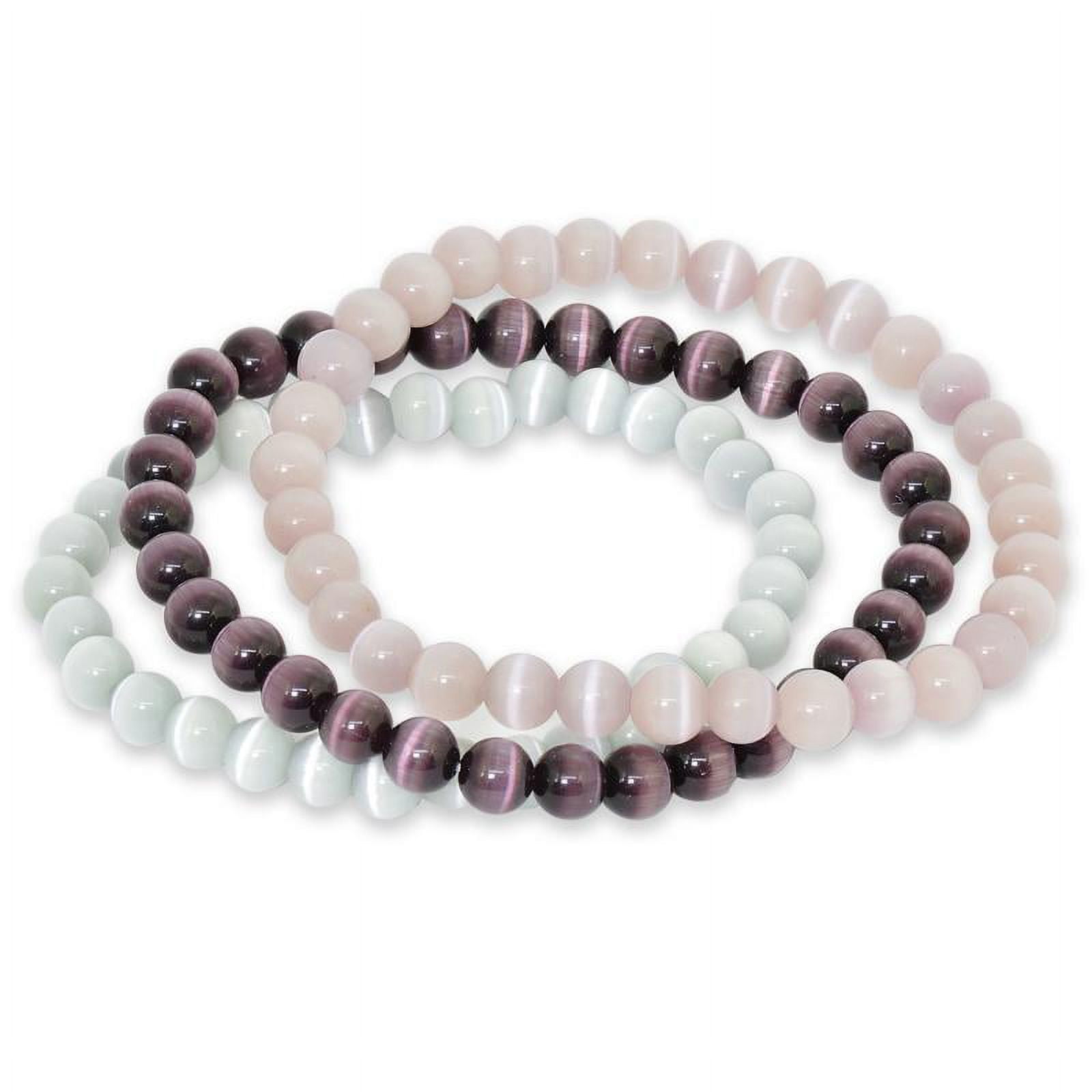 6MM Three Piece Stackable Cats Eye Stretchy Bracelets