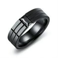 thumbnail image 1 of 6MM Titanium Steel Black Princess Cut Cz Band Men's Stylish Wedding Ring Sz 7-11, 1 of 9