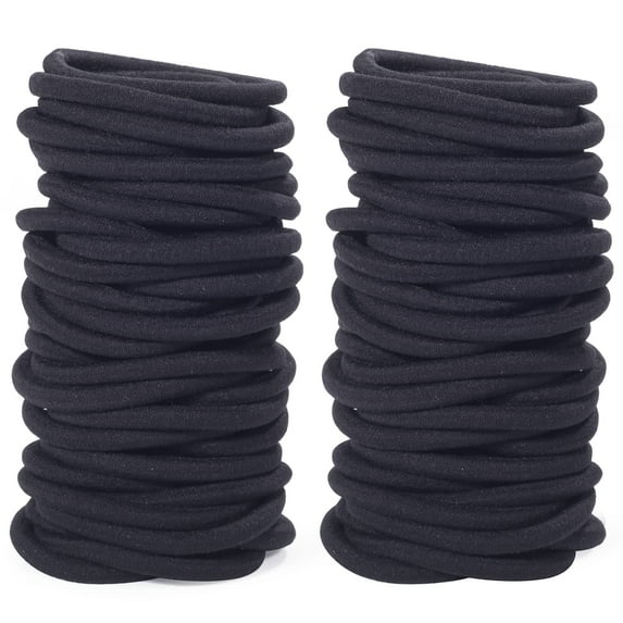 6MM Womens Elastics Hair Tie, 80 Pieces Black Hair Ties for Thick and Curly Hair Ponytail Holders Hair Elastic Band for Women or Men(6mm Black)