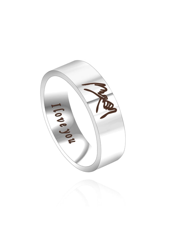6MM Womens Stainless Steel Wedding Band, I Love You Promise Ring, Matching Couples Jewelry Gifts for Her (Women, size 7)
