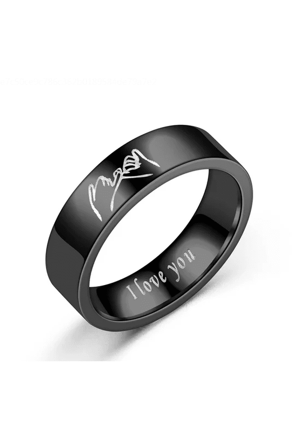 6MM Womens Stainless Steel Wedding Band, I Love You Promise Ring, Matching Couples Jewelry Gifts for Her (Women, size 7)