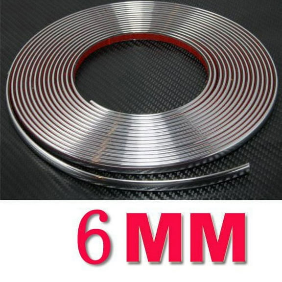 6MMX15M Car Chrome Moulding Trim Strip Adhesive Fits Most Car Universal Sliver Soft PVC With Chromate Treatment Decoration Strip