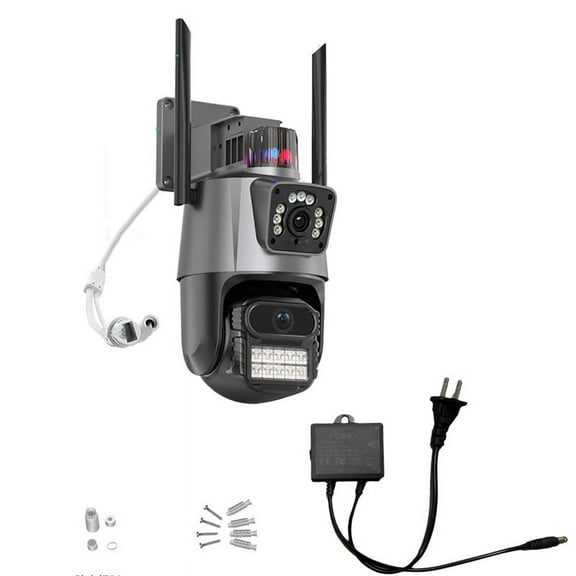 6MP 360 Camera Wifi Outdoor Dual Screens AI Auto Tracking Wireless Surveillance Camera US Plug