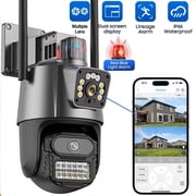 6MP Dual Lens IP66 Waterproof Security Camera with Red-Blue Light Alarm