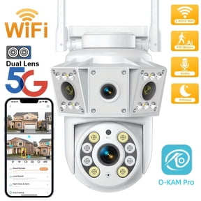 6MP Dual Lens WiFi Security Camera with AI Human Tracking, Color Night Vision, 2-Way Audio, Motion Alerts, Compatible with iOS/Android App