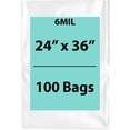 thumbnail image 1 of 6Mil Clear Flat Open Top Poly Bags LDPE Packaging - 24"X36" & (100 Bags), 1 of 7
