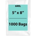 thumbnail image 1 of 6Mil Clear Flat Open Top Poly Bags LDPE Packaging - 5"X8" & (1000 Bags), 1 of 7