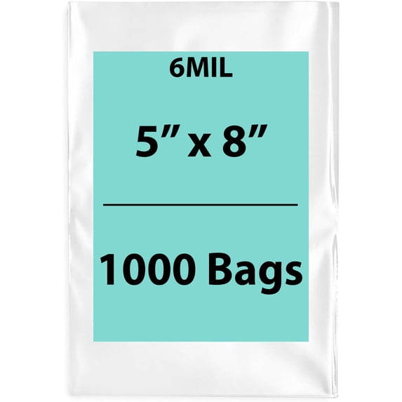 6Mil Clear Flat Open Top Poly Bags LDPE Packaging - 5"X8" & (1000 Bags)
