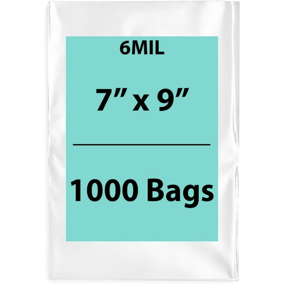 6Mil Clear Flat Open Top Poly Bags LDPE Packaging - 7"X9" & (1000 Bags)