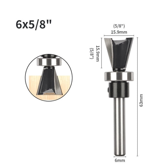 6Mm Shank Dovetail Bit With Bottom Bearing Router Bit Woodworking Milling