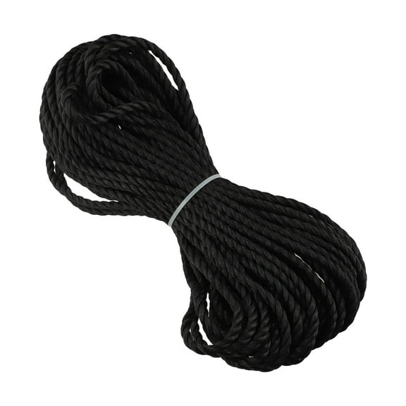 6Mm X 20M Black HDPE Rope: Heavy Duty Weatherproof Cord For Boating, for Camping, Construction & Greenhouse Use - UV Resistant High-Density Polyethylene Line