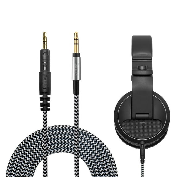 6N OFC Long Steps Nylon Cable Compatible with Pioneer HDJ X5 X7 S7 CUE1 DJ Headphones, Soft & Lightweight, 3.5mm to 2.5mm Locking Connector, 5ft 150cm - Black Red