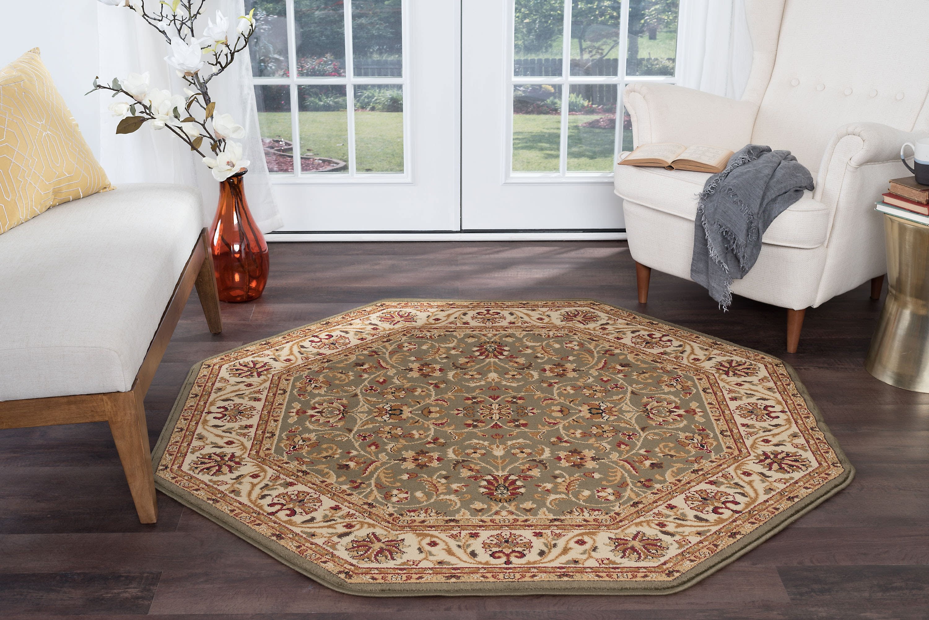 6oct Traditional Green Octagon Area Rugs For Living Room Bedroom Rug Dining Indoor Entry Or Entryway Kitchen Alfombras Para Salas 5 3 Com