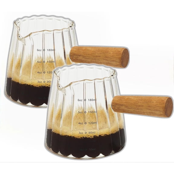 6OZ Espresso Cups Set of 2, Coffee Accessories Kit with V-Shaped Mouth Espresso Shot Glasses, 20oz Ribbed Milk Frothing Pitcher & Glass Measuring Cup, Home Barista Gifts for Cappuccino Latte