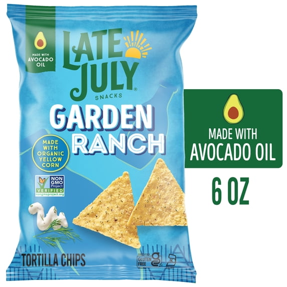 LATE JULY Snacks Garden Ranch Tortilla Chips, 6 oz Bag