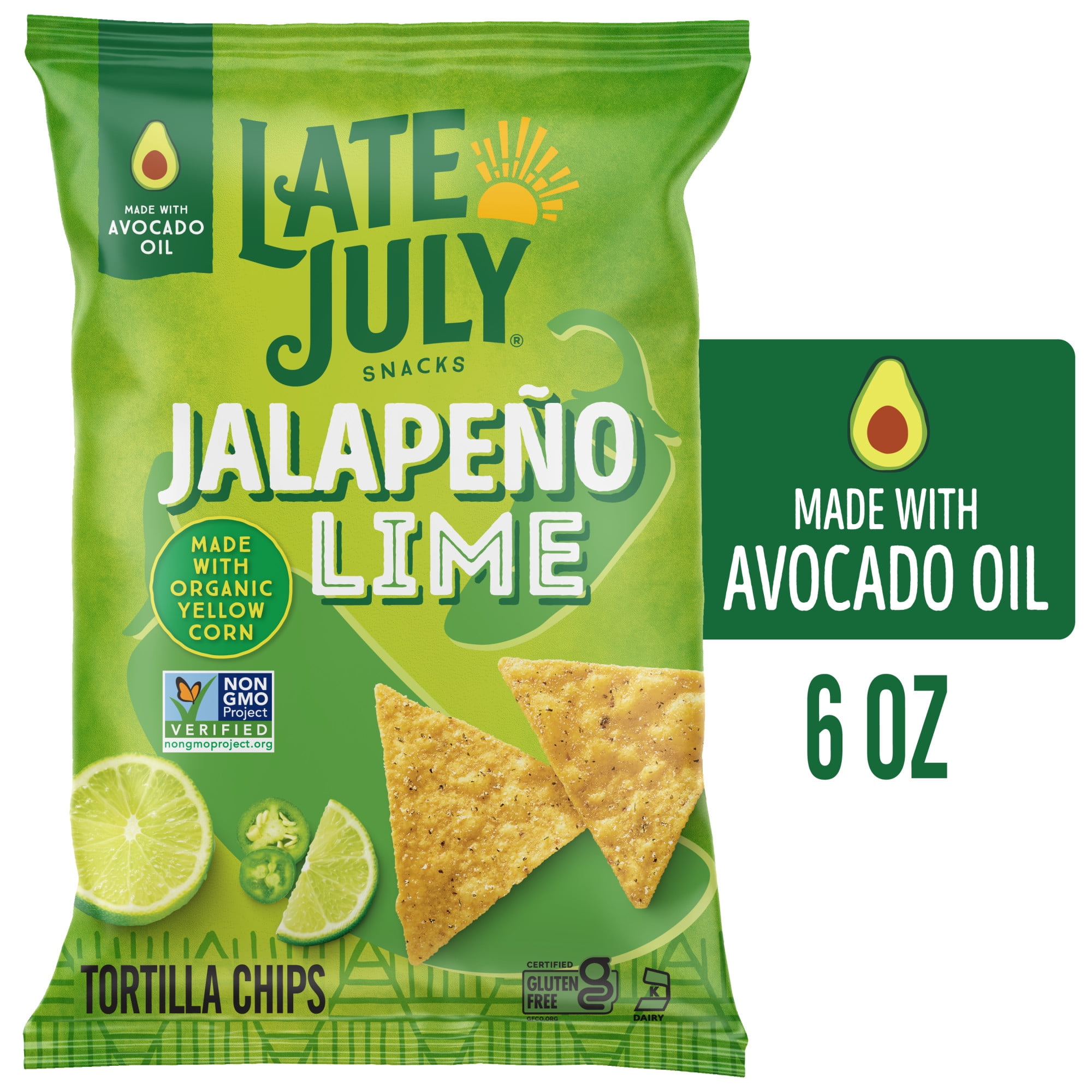 LATE JULY Snacks Jalapeno Lime Tortilla Chips, 6 oz Bag