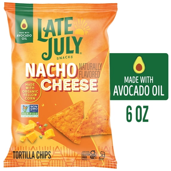 LATE JULY Snacks Nacho Cheese Tortilla Chips, 6 oz Bag