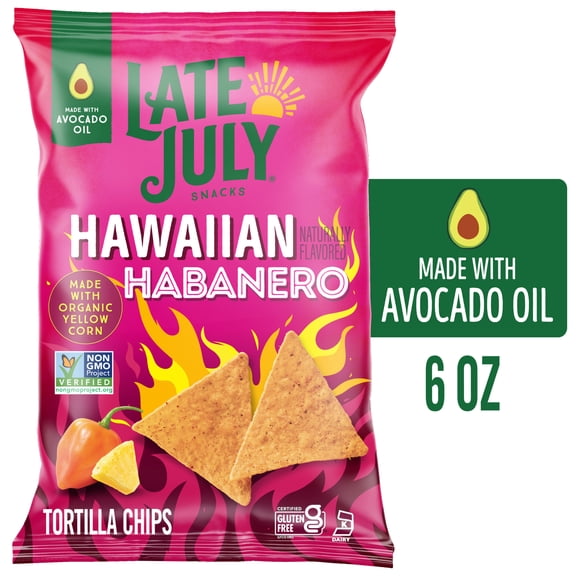 LATE JULY Snacks Hawaiian Habanero Tortilla Chips, 6 oz Bag