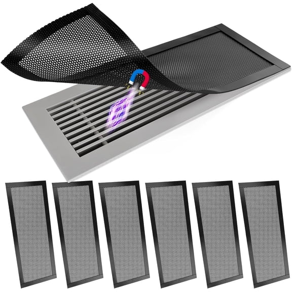 6P Magnetic Floor Vent Covers 5.5x14 Inch PVC Air Vent Mesh Screen for Home Wall Ceiling Floor