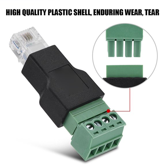 6P4C RJ11 Male To 4,Pin Screw Terminal Block, EIA/TIA 568B Compliant, Stable Network Adapter