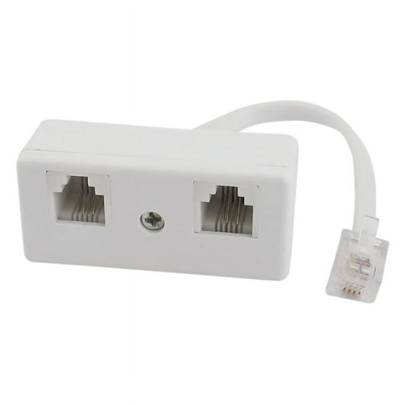 6P4C RJ11 Male to Dual Female Telephone Line Splitter Connector Adapter Plastic metal White,1 x RJ11 Telephone Line Splitter
