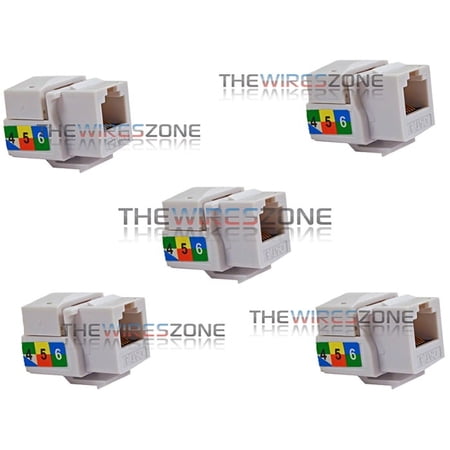 6P6C White RJ11 CAT3 Telephone Network Keystone Jack Insert for Wall Plates 5/pk
