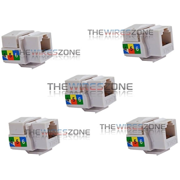 6P6C White RJ11 CAT3 Telephone Network Keystone Jack Insert for Wall Plates 5/pk
