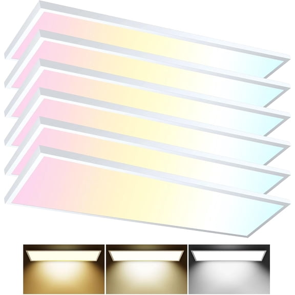 6PACK 1x4 LED Flat Panel Light Surface Mount LED Ceiling Light Kitchen Lights Ceiling Flush Mount for Garage/Basement/Laundry