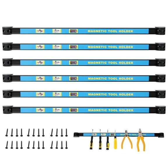 6PACK 24inch Heavy Duty Magnet Tool Bar,Magnetic Tool Holder,Magnetic Tool Holder Strip,for Workshop Garage,Mounting Screws Included,