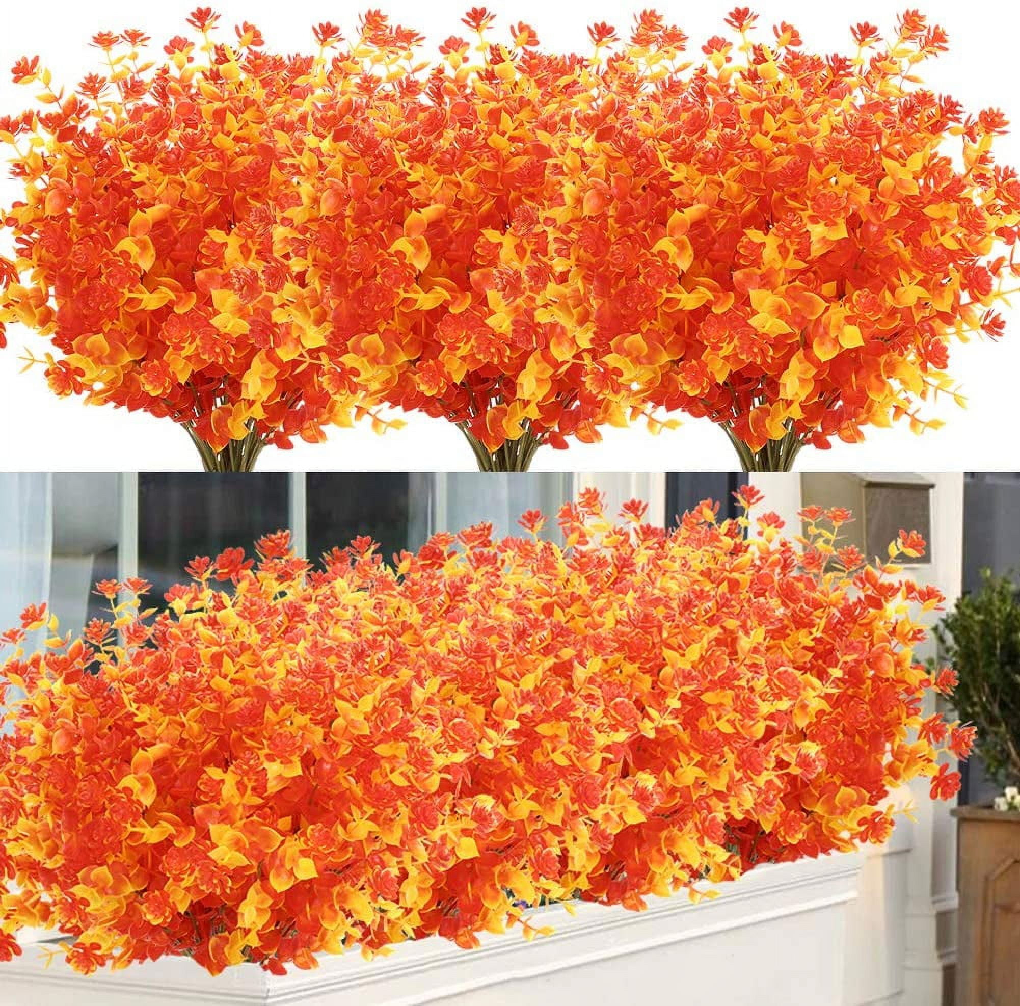 6PACK Artificial Fall Flowers No Fade Autumn Plants, Indoor Outdoor