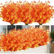 6PACK Artificial Fall Flowers No Fade Autumn Plants, Indoor Outdoor Greenery for Thanksgiving Christmas Wedding Party Home Garden Fireplace Decor(Gold Yellow)