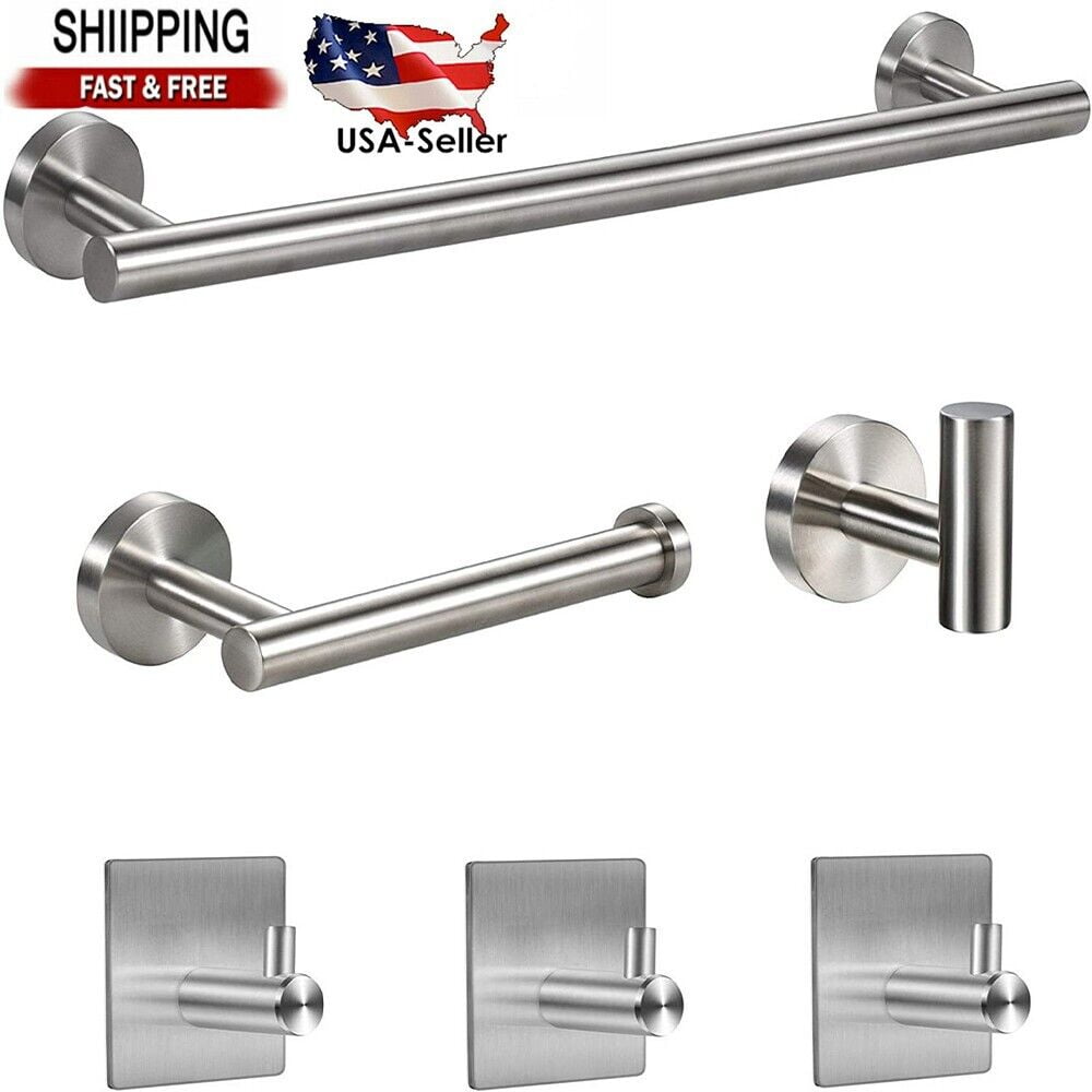 6PACK Bathroom Hardware Set Stainless Steel Toilet Paper Holder Towel Bar