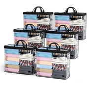TIJITY 6 Pack Clear Zippered Clothes Storage Bags, Blanket Storage Containers, Foldable Moving Bags for Bedding, Comforters, Clothing, Books Organizer