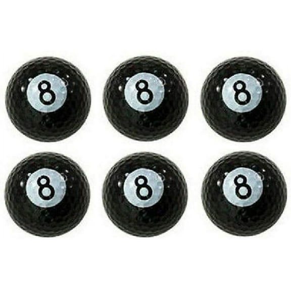 6PACK Eight Ball Golf Balls - Billiard Pool Novelty 8 Balls Gift - Bulk Lot