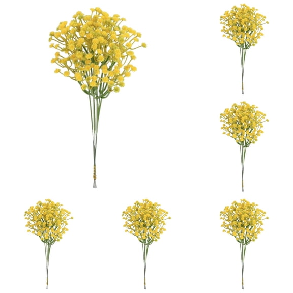 6PC, 11.4" Multi Color Artificial Baby's Breath Bouquet Flowers For Home Tabletop Arrangement Wedding Decoration & Handheld Bouquet Material