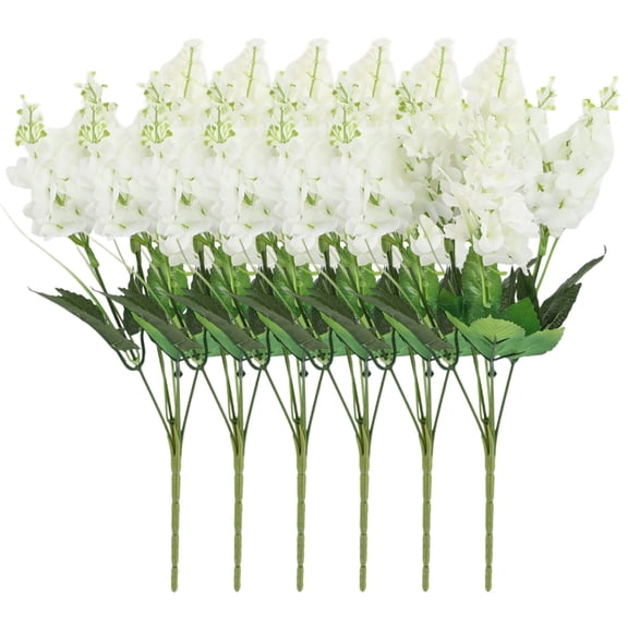 6PC 13.78" Artificial Hyacinth Flowers, Silk Wisteria Floral Stems for Outdoor Indoor Decor, for Garden Cemetery Grave Fences Porch Wedding Spring Summer Decorations