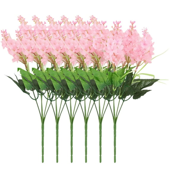 6PC 13.78" Artificial Hyacinth Flowers, Silk Wisteria Floral Stems for Outdoor Indoor Decor, for Garden Cemetery Grave Fences Porch Wedding Spring Summer Decorations