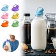 thumbnail image 1 of 6PC 2 Inch Silicone Milk Bottle Dispenser Caps, Pour Spout Lids Replacement Lids Leak Proof for Glass Bottles, Reusable Easy Clean Bottle Caps, Jug Not Included,Color Random, 1 of 9