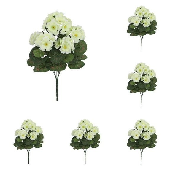 6PC 4.17'' Artificial Crabapple Flower Artificial Geraniums for Outdoor Silk Geranium Flowers Bush Flowers Geraniums Branch for Garden Outdoor Garden Hanging Basket Porch Home Decor