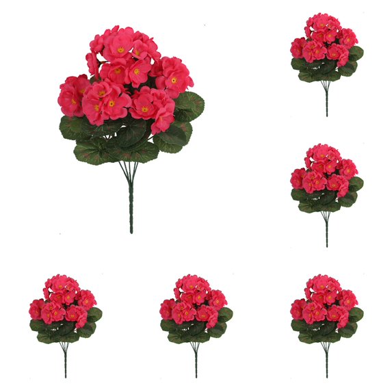 6PC 4.17'' Artificial Crabapple Flower Artificial Geraniums for Outdoor Silk Geranium Flowers Bush Flowers Geraniums Branch for Garden Outdoor Garden Hanging Basket Porch Home Decor