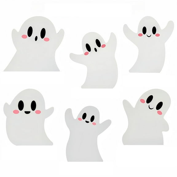6PC A Minibee Halloween Tiered Tray Decor Cute Plastic Ghost Tabletop Decorations for Home Themed Party