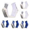 thumbnail image 1 of 6PC Anti-slip football training socks，practical sports socks, suitable for both men and women, applicable for football and basketball sports（Blue，white Short style，size L）, 1 of 1