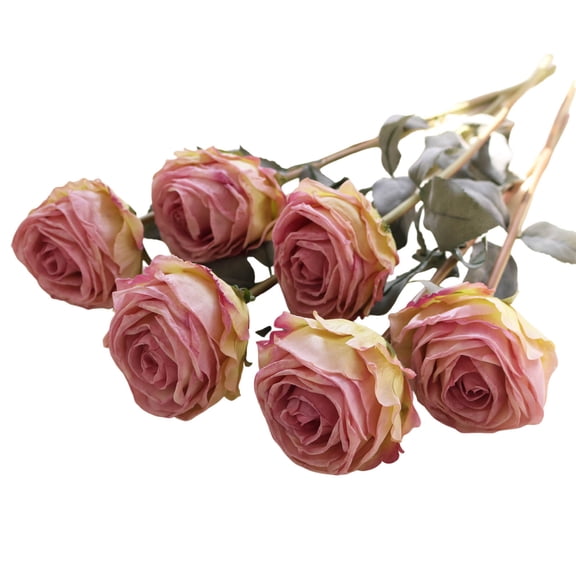 6PC Artificial Flowers, Fire-Rose Fake Flower Bouquets for Home Decoration, 38cm Real-Like Artificial Roses for Wedding Party Office Decor, Vibrant Floral for Vase Centerpiece, DIY Decor Solution