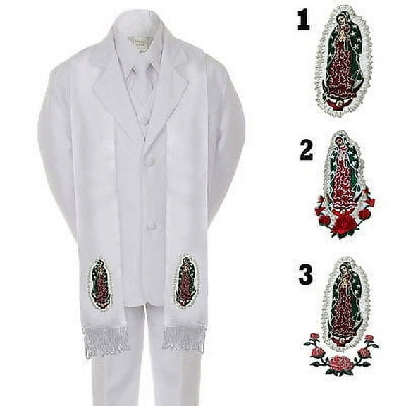 6PC BABY KID TEEN BOY 1ST COMMUNION BAPTISM CHRISTENING WHITE SUIT STOLE SM-20