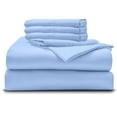 thumbnail image 1 of 6PC Bedding Set- 100% Organic Cotton Bed Sheet Set 1000 Thread Count, Crisp and Cooling Sateen Weave, Breathable, Eco-Friendly, 15-Inch Deep Pocket - Light Blue, California King, 1 of 7