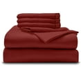 thumbnail image 1 of 6PC Bedding Set- 100% Organic Cotton Bed Sheet Set 1000 Thread Count, Crisp and Cooling Sateen Weave, Soft Breathable, Eco-Friendly, 15-Inch Deep Pocket - Burgundy, Twin, 1 of 7